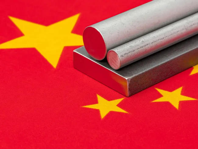 chinese flag and steel